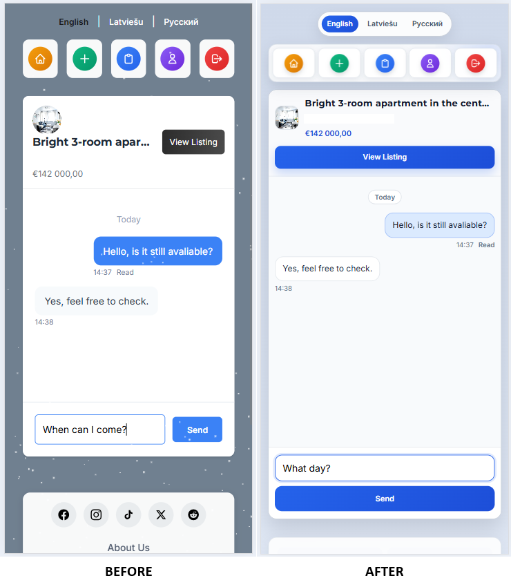 Chat before and after