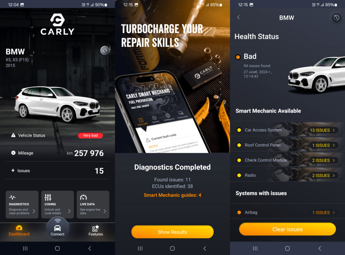 Universāls profesionāls diagnostikas skeneris ar kodēšanas funkciju Carly OBD2