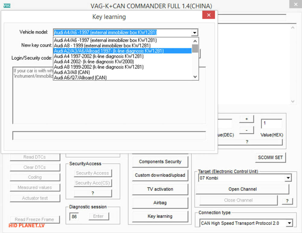 Diagnostikas kabelis VAG K+Can Commander 1.4