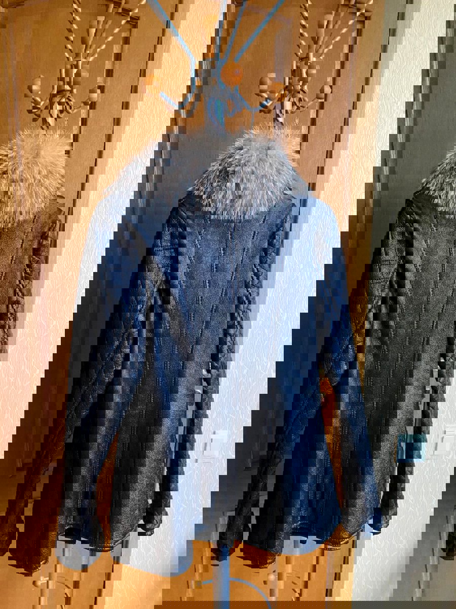 Премиальная зимняя куртка / дублёнка из натуральной овчины с мехом писца