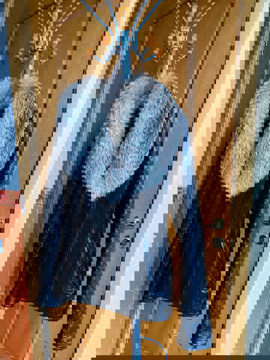 Премиальная зимняя куртка / дублёнка из натуральной овчины с мехом писца