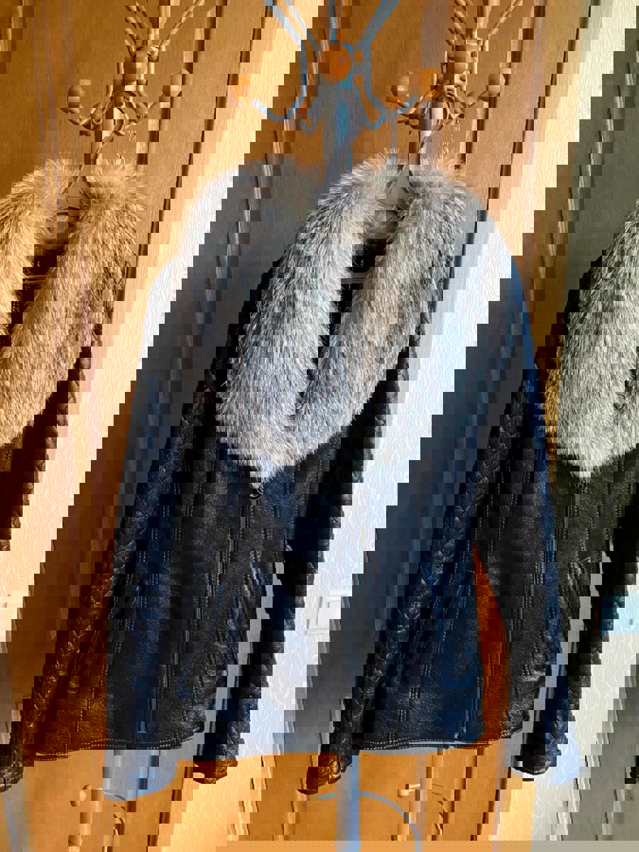 Премиальная зимняя куртка / дублёнка из натуральной овчины с мехом писца